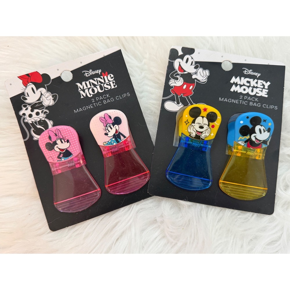 Disney Mickey Minnie Mouse Magnetic Bag Clips 2-Pack Sets Kitchen 4 Total